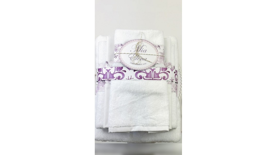 Trusou botez Purple Toile cu fluturi și flori mov personalizat 16